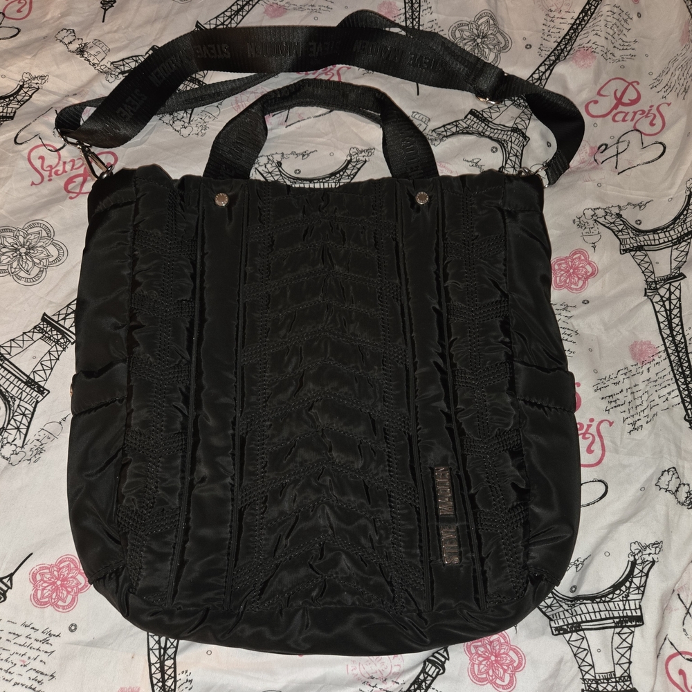 Steve Madden Quilted Puffer Black Tote Bag - Picture 3 of 7